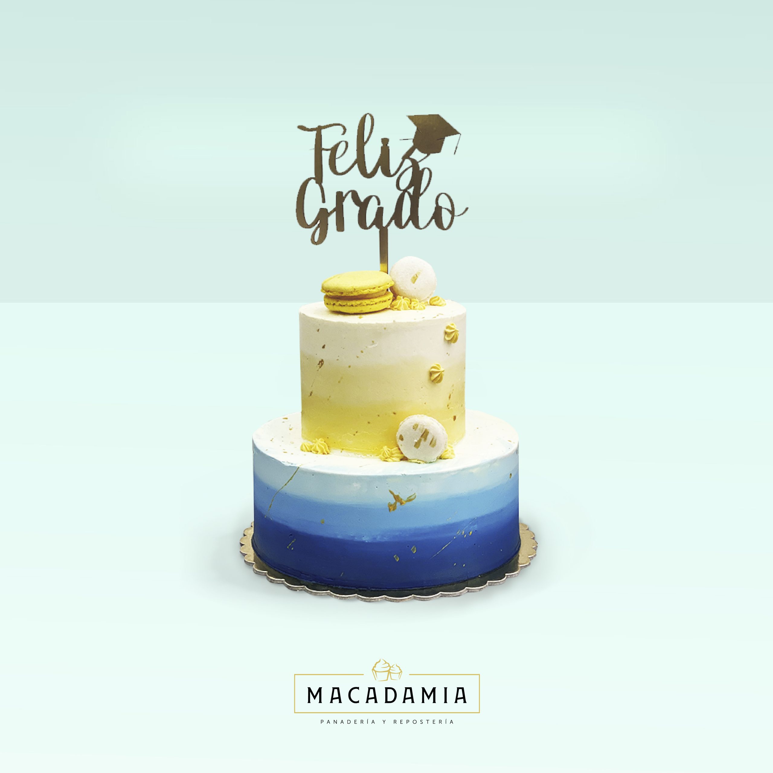 Torta Grado 3 Tonos Azul y Amarillo – Macadamia